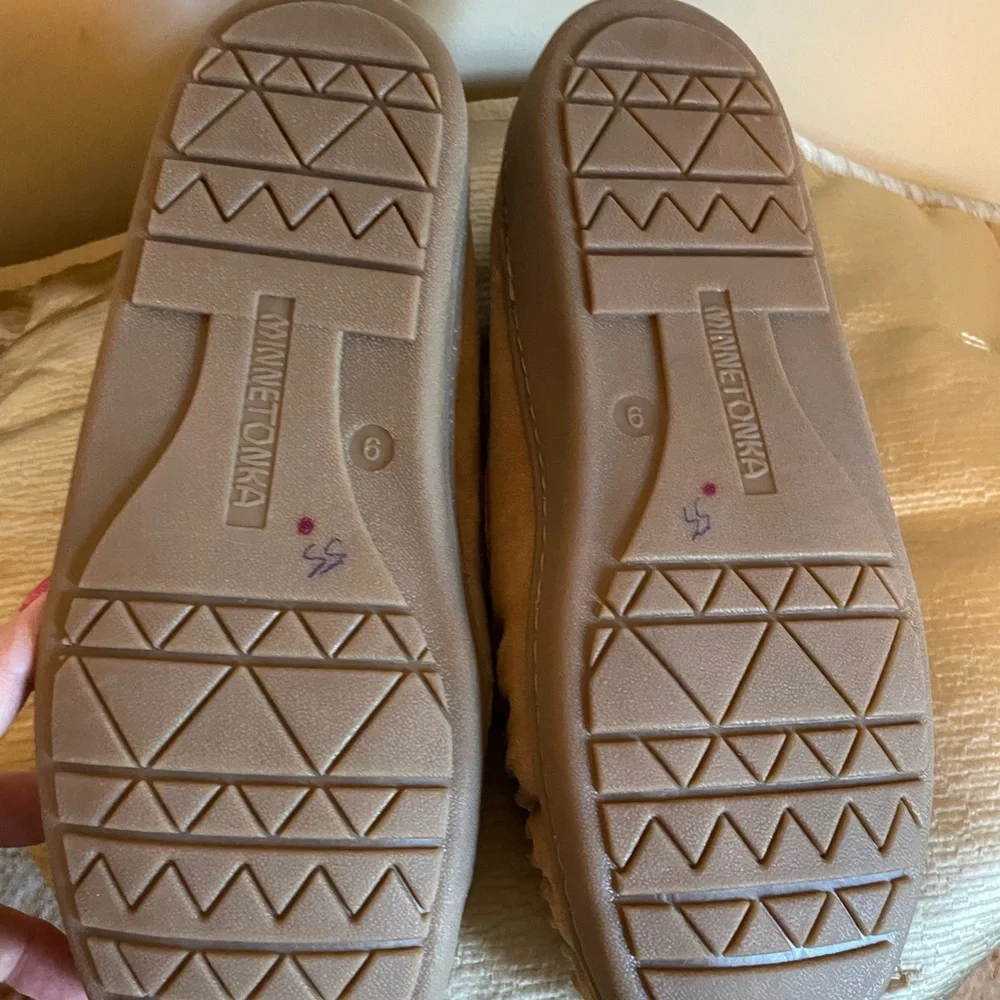 Minnetonka Light Brown Suede Moccasins - Picture 4 of 5